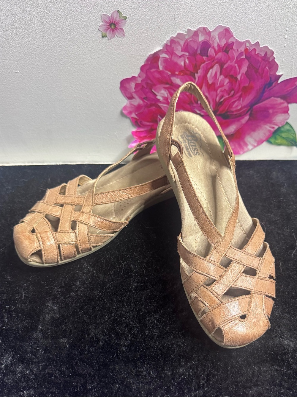 Bass Women’s Tan Braided Slingback Flats